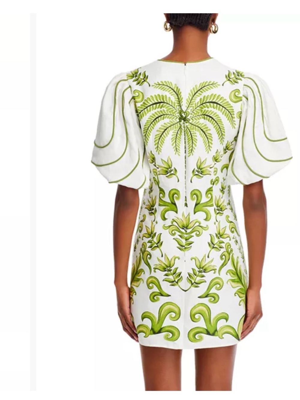 FARM Rio White Mini Dress with Lime Green Botanical Embroidery - Picture 3 of 4